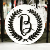 Door Hanger - Round w/ Initial + Laurels