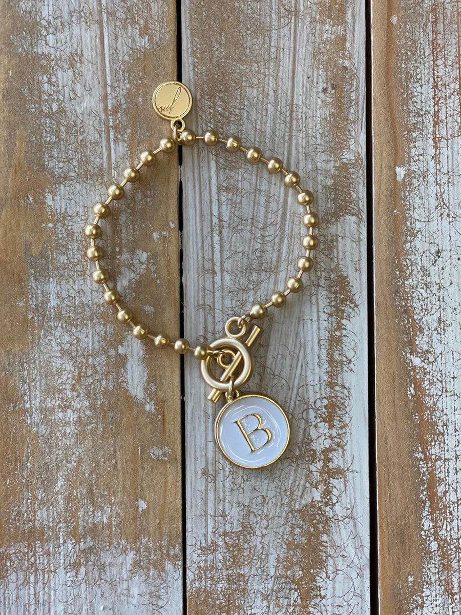 Personalized Matte Beads Bracelets With Gold Initial / His Her Bracelets /  Matching Bracelets / 