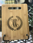 Engraved Cutting Board with Initial + Laurels