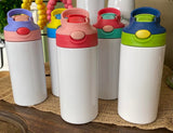 Personalized Water Bottle with Colorful Lid - 12 oz.