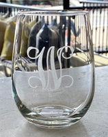 Etched Glass - Stemless Wine Glass