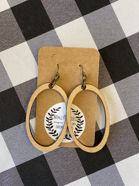 Wooden Earrings - Thin Oval