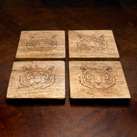 Tiger Etched Wood Coasters