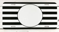Monogrammed License Plate - Black and White Striped Background