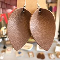 Leather Earrings - Brown Petal