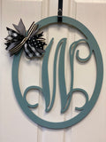 Wooden Framed Oval with Initial