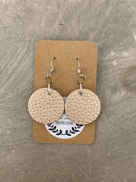 Leather Earrings - Gold Circle
