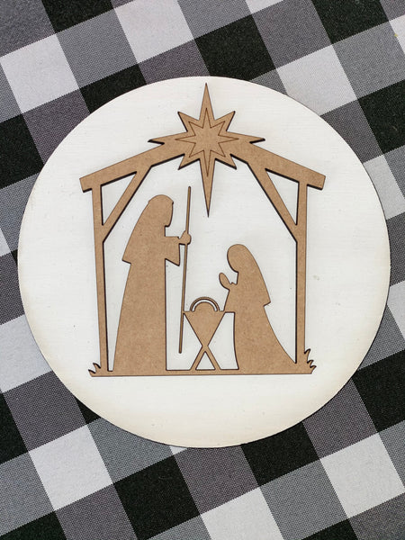 Wooden Nativity 6-inch Round