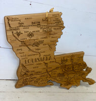 Louisiana Cutting Board with Engraved Map