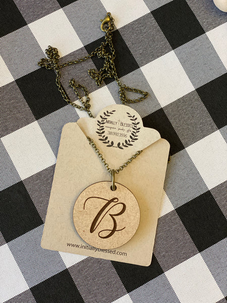 Wooden Initial Necklace